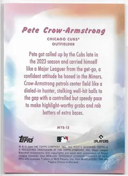 2024 Topps Update Pete Crow-Armstrong #MYS-15 Rookie Mystical Red #'d 04/10 - Image 2