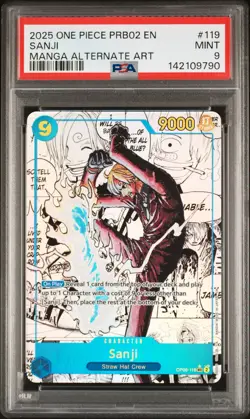 2025 ONE PIECE PRB02-PREM BOOSTER -ONE PIECE CARD THE BEST- VOL.2 SANJI PSA 9 - Image 1