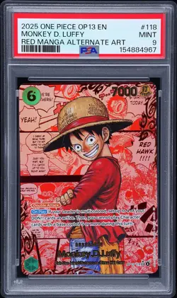 2025 ONE PIECE OP13-CARRYING ON HIS WILL #118 MONKEY D. LUFFY PSA 9 - Image 1