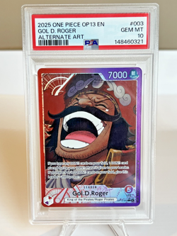 2025 One Piece OP13 EN Gol D Roger Alternate Art #003 PSA 10 GEM MINT - Image 1