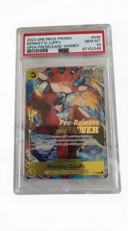 2023 One Piece Monkey D Luffy OP04 EN Pre-Release Winner PSA 10 GEM MINT - Image 1