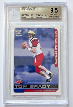 2000 Pacific Paramount Tom Brady Rookie Card RC #138 Beckett BGS 9.5 GEM MINT - Image 1
