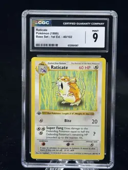 Raticate #40 1st Edition Base Set 1999 Pokemon Game CGC 9 🐀 - Image 1