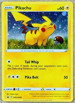 POKEMON SWORD SHIELD BLACK STAR PROMO PIKACHU COSMOS SWIRL HOLO SWSH039 NM 🌀 C - Image 1