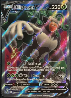 Rillaboom V 175/192 - Full Art Ultra Rare Rebal Clash Pokemon TCG SW&SH - M/LP - Image 1