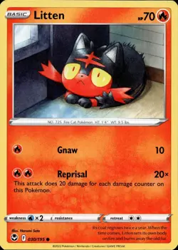 LITTEN 030/195 Silver Tempest TCG Pokemon Card Near Mint - Image 1