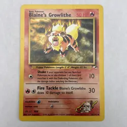 Blaine's Growlithe 35/132 Uncommon Gym Heroes Pokemon Unlimited Lightly Played - Image 1
