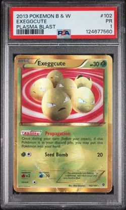 Pokemon Exeggcute 102/101 B&W Plasma Blast Secret Rare Holo - PSA 1 POP 1 - Image 2