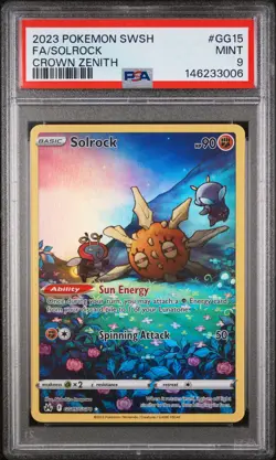 2023 POKEMON SWORD & SHIELD CROWN ZENITH #GG15 FULL ART/SOLROCK PSA 9 - Image 1