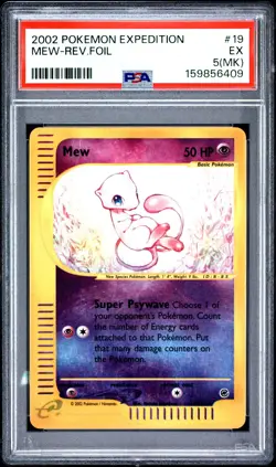 2002 POKEMON EXPEDITION #19 MEW-REVERSE FOIL PSA 5 MK - Image 1