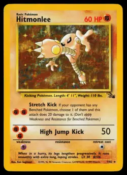 Hitmonlee 7/62 Holo Rare Fossil Pokemon Near Mint - Image 1