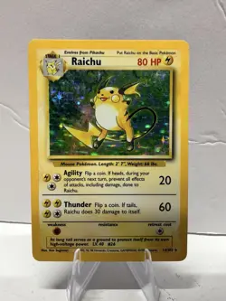 MP- Wizards Pokemon TCG Raichu 14/102 Base Set 1999 English Holo Rare - Image 1