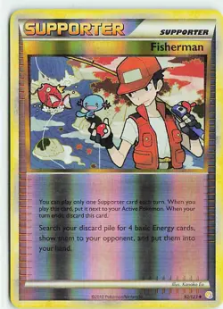 Fisherman 92/123 Uncommon HeartGold & SoulSilver Pokemon Reverse Holo HP - Image 1