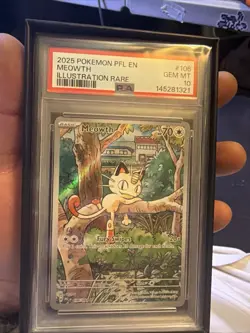 2025 Pokemon Prismatic Evolutions Meowth IR #106/094 PSA 10 Illustration Rare - Image 1