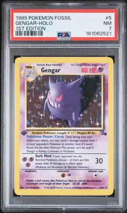 GENGAR HOLO 5/62 1ST EDITION FOSSIL POKEMON PSA 7 - Image 1