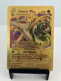 Serperior VSTAR Gold Toned Foil Pokemon Card Fan Art Display Card HP240 - Image 1