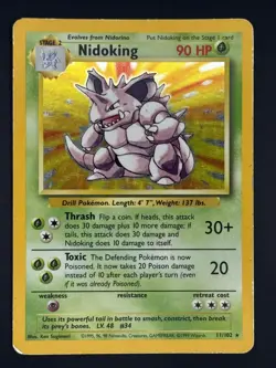 Nidoking 11/102 - Vintage Pokemon Base Set - Holo Unlimited - MP - Image 1