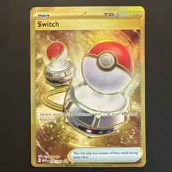 Pokemon TCG Switch Gold Secret Rare Full Art Holo Scarlet & Violet: 151 #206/165 - Image 1