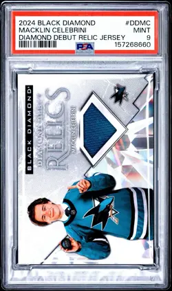 Upper Deck 2024-25 Black Diamond Macklin Celebrini DD-MC RC MEM PSA 9 - Image 2