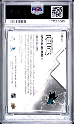 Upper Deck 2024-25 Black Diamond Macklin Celebrini DD-MC RC MEM PSA 9 - Image 3