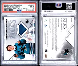 Upper Deck 2024-25 Black Diamond Macklin Celebrini DD-MC RC MEM PSA 9 - Image 4