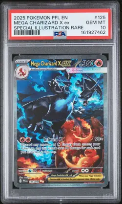 2025 POKEMON PFL EN-PHANTASMAL FLAMES #125 MEGA CHARIZARD X EX PSA 10 - Image 1