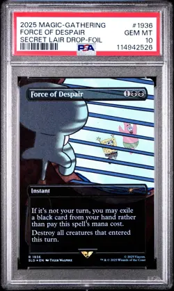 2025 Magic: The Gathering Force of Despair SpongeBob Secret Lair Foil PSA 10 - Image 1
