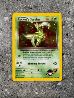 Pokemon TCG Cards Rocket's Scyther 13/132 Gym Heroes Holo Rare EXC-NM * SWIRL * - Image 1