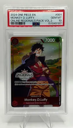 2024 One Piece Monkey D. Luffy P-001 Online Regionals Pack Vol.2 PSA 10 Low Pop! - Image 1