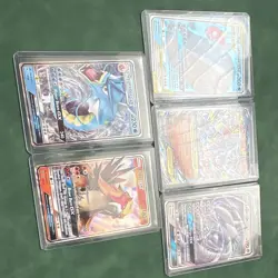 Pokemon TCG GX/EX Holo 5-Card Lot: Entei, Gyarados, Lugia, M Charizard, Magikarp - Image 1