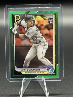 2024 BOWMAN CHROME NICK GONZALEZ GREEN REFRACTOR RC /99 PITTSBURGH PIRATES - Image 1