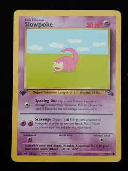 1st Edition Slowpoke 55/62 Fossil Set Pokemon Card WOTC TCG - Image 1