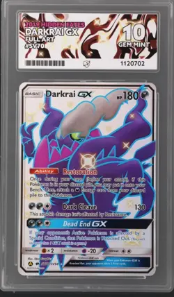 Darkrai GX SV70/SV94 Hidden Fates Full Art Holo Pokemon Card Ace 10 Grade Mint - Image 1