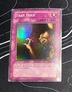 Trap Hole LOB-E046-058 UK Europe Super Rare Trap Card Unlimited Yugioh Card 2002 - Image 1