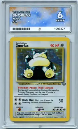 ACE 6 Snorlax Holo Rare Jungle 11/64 Graded Card Excellent-Mint - Image 1