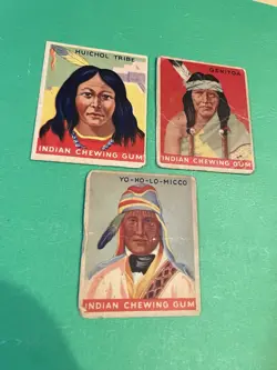 1947, Goudey Indian Gum , Cards , Lot of 3, Poor- Fair U Free Shipping !! - Image 1