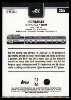 2025-26 Topps Chrome #255 Ace Bailey - Image 2
