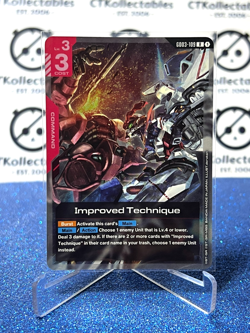 GUNDAM STEEL REQUIEM IMPROVED TECHNIQUE # GD03-109 R ENGLISH FOIL GAME CARD - Image 1