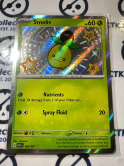 Smoliv Shiny Rare #102/091 2024 Paldean Fates Pokemon Card - Image 1
