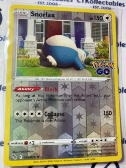 Snorlax Reverse Holo Rare Card #055/078 2022 Sword & Shield Pokemon Go Pokemon C - Image 1