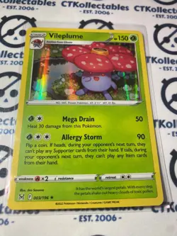 Vileplume Holo Rare #003/196 2022 Sword & Shield Lost Origin Pokemon Card - Image 1