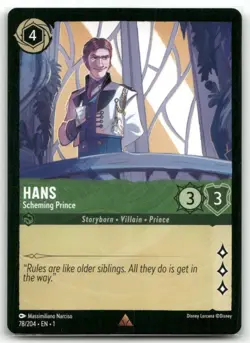 Hans 78/204 Rare The First Chapter Lorcana Disney TCG - Image 1