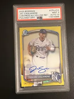 2025 Bowman - Chrome Prospect Autos Jac Caglianone #CPA-JCA Yellow Refractor /75 - Image 1