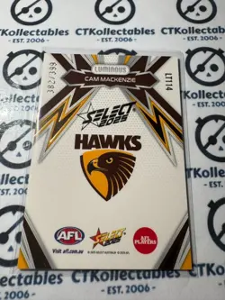 2025 AFL Footy Stars Luminous Lightning Gold Cam Mackenzie #382/399 Hawks LT114 - Image 2