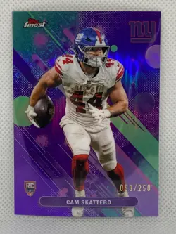 2025 Topps Finest Cam Skattebo RC Purple Refractor Rookie #/250 Giants - Image 1