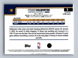 2025-26 Topps Chrome #3 Tyrese Haliburton Blue RayWave Refractor #/150 - Image 2