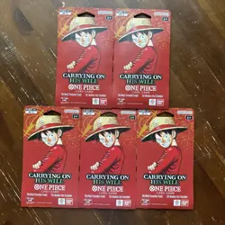 One Piece TCG OP-13 Carrying On His Will Sleeved Booster Pack Lot of 5 English - Image 1