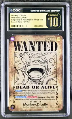 Monkey D. Luffy Wanted OP05-119 CGC 10 BLACK LABEL English One Piece TCG - Image 2