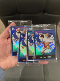 One Piece Dodgers + Grevin Museum Luffy promo Cards Both Included In Hand - Image 5