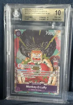 2025 One Piece #OP07-073 Bandai Fest Afro Monkey D Luffy BGS 10 PRISTINE - Image 1
